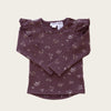 Organic Fine Rib Frill Long-sleeved Bodysuit ~ Petite Fleur