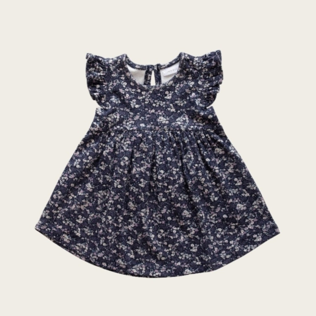 Organic Cotton Ada Dress - Blueberry Floral