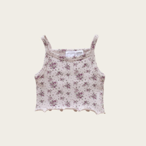 Hanna pinafore - anemone floral in rose